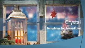  Presentation with lantern - Cool new presentation theme with lantern on window sill in winter mood backdrop and a teal colored foreground