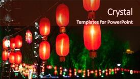 Presentation with lantern chinese - Presentation theme featuring lanterns during the lantern festival background and a tawny brown colored foreground