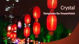  Presentation with lantern - Cool new PPT theme with lanterns during the lantern festival backdrop and a  colored foreground