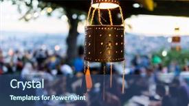  Presentation with lanterns - Slide set with lanterns for ramadan with people background and a ocean colored foreground