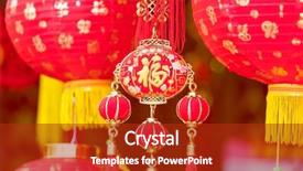  Presentation with good wishes - Cool new PPT theme with lanterns of chinese mean best backdrop and a crimson colored foreground