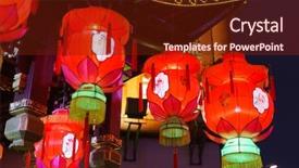  Presentation with street shanghai night - Presentation consisting of lanterns on street of shanghai background and a tawny brown colored foreground