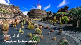  Presentation with botanical garden - Theme with lanzarote-island-botanical-cactus-garden background and a ocean colored foreground