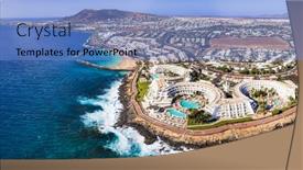  Presentation with island resort - Presentation theme consisting of lanzarote-island-playa-blanca-resort background and a light blue colored foreground