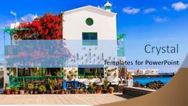  Presentation with popular - Presentation design featuring lanzarote-scenic-places-charming-punta background and a light blue colored foreground