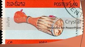  Presentation with musical instrument - Beautiful PPT layouts featuring laos-circa-1984-a-stamp backdrop and a coral colored foreground