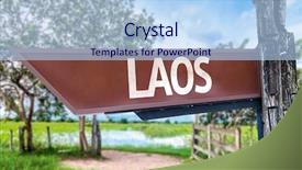  Presentation with rural - Audience pleasing PPT theme consisting of laos wooden sign with rural background backdrop and a light blue colored foreground