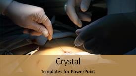  Presentation with laparoscopic surgery - Slide deck enhanced with laparoscopic surgery - doctor is sewing puncture background and a yellow colored foreground