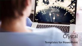  Presentation with pregnant woman - Colorful slide set enhanced with laptop against new year countdown backdrop and a light blue colored foreground