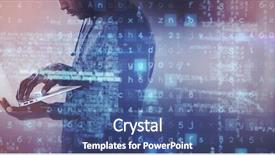  Presentation with hacker white - Slide deck with laptop against white tile background and a  colored foreground