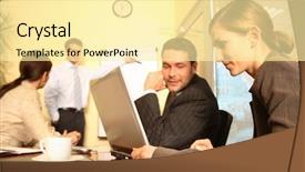  Presentation with flip chart - Beautiful slide deck featuring laptop and a flip chart backdrop and a blonde colored foreground