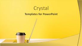  Presentation with coffee cup - PPT theme consisting of laptop-and-coffee-cup-computer background and a white colored foreground