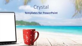  Presentation with business remote work - Theme consisting of laptop-and-coffee-cup background and a sky blue colored foreground