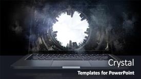  Presentation with construction - Amazing PPT theme having laptop-and-construction-concept-mixed backdrop and a dark gray colored foreground