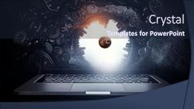  Presentation with construction - Presentation theme consisting of laptop-and-construction-concept-mixed background and a wine colored foreground