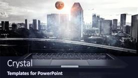  Presentation with construction - Colorful presentation theme enhanced with laptop-and-construction-concept-mixed backdrop and a wine colored foreground