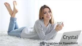  Presentation with tea cup - Presentation enhanced with laptop and cup of tea background and a light gray colored foreground