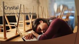  Presentation with cafe - Slides with laptop and documents in closed background and a coral colored foreground