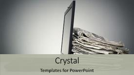  Presentation with newspaper laptop - Presentation featuring laptop and newspaper concept background and a light gray colored foreground