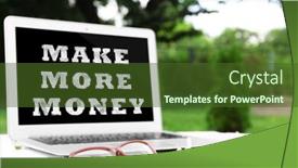  Presentation with newspaper laptop - Cool new presentation design with laptop-and-newspaper-on-wooden backdrop and a tawny brown colored foreground