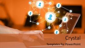  Presentation with social media network - Presentation design consisting of laptop and social media network background and a red colored foreground