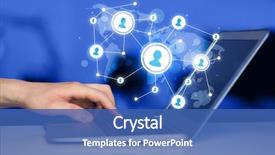  Presentation with network marketing - Slide deck with laptop and social media network background and a ocean colored foreground