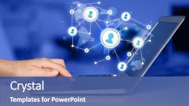  Presentation with network marketing - Theme consisting of laptop and social media network background and a ocean colored foreground