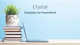  Presentation with learn - Theme enhanced with laptop-and-stack-of-notepads background and a sky blue colored foreground