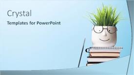  Presentation with stack - Presentation theme enhanced with laptop-and-stack-of-notepads background and a  colored foreground