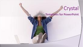  Presentation with new office - Beautiful theme featuring laptop and tablet computer backdrop and a sky blue colored foreground