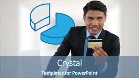  Presentation with pie chart - Colorful slides enhanced with laptop at desk with diagram backdrop and a ocean colored foreground