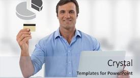  Presentation with analog to digital convertion - Presentation theme enhanced with laptop at desk with diagram background and a light blue colored foreground