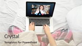  Presentation with video conferencing - Slides featuring laptop at home distance background and a lemonade colored foreground