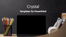  Presentation with pencils - Presentation with laptop-books-and-pencils background and a dark gray colored foreground