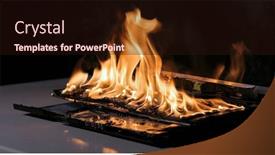  Presentation with hazard - Amazing slide set having laptop-burning-in-flames backdrop and a wine colored foreground