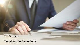  Presentation with successful - Theme having laptop busy with paperwork background and a soft green colored foreground