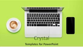  Presentation with laptop blank screen - Presentation having laptop-coffee-and-smartphone background and a yellow colored foreground