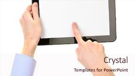  Presentation with tablet - Presentation theme enhanced with laptop computer - male hands holding a tablet background and a lemonade colored foreground