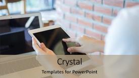  Presentation with automobile driver hand hold steering - Colorful presentation enhanced with laptop computer - woman hand hold white tablet backdrop and a coral colored foreground