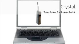  Presentation with cyber stalking computer laptop suffering - PPT layouts with laptop-computer-1980-s-era background and a white colored foreground