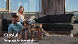  Presentation with young children playing - Slides consisting of laptop computer and a children background and a  colored foreground