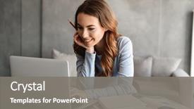  Presentation with notebook - Slide deck enhanced with laptop computer and notebook background and a gray colored foreground