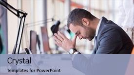  Presentation with young business man - Presentation having laptop computer at office background and a light blue colored foreground