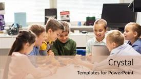  Presentation with education children technology science - Audience pleasing theme consisting of laptop computer building robot backdrop and a lemonade colored foreground