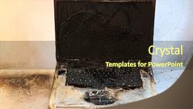  Presentation with fire damage - Colorful slides enhanced with laptop computer damage fire backdrop and a wine colored foreground