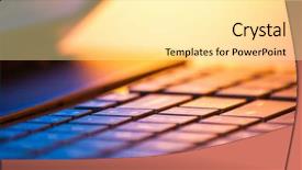  Presentation with laptop - Cool new theme with laptop computer detail with copy backdrop and a blonde colored foreground