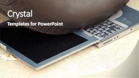  Presentation with data driven - Presentation theme with laptop computer driven background and a tawny brown colored foreground