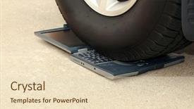  Presentation with data driven - Colorful PPT theme enhanced with laptop computer driven backdrop and a lemonade colored foreground