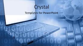  Presentation with numbers - Slide deck with laptop computer globe and numbers background and a light blue colored foreground