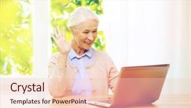  Presentation with green technology - Amazing PPT theme having laptop computer having video backdrop and a  colored foreground